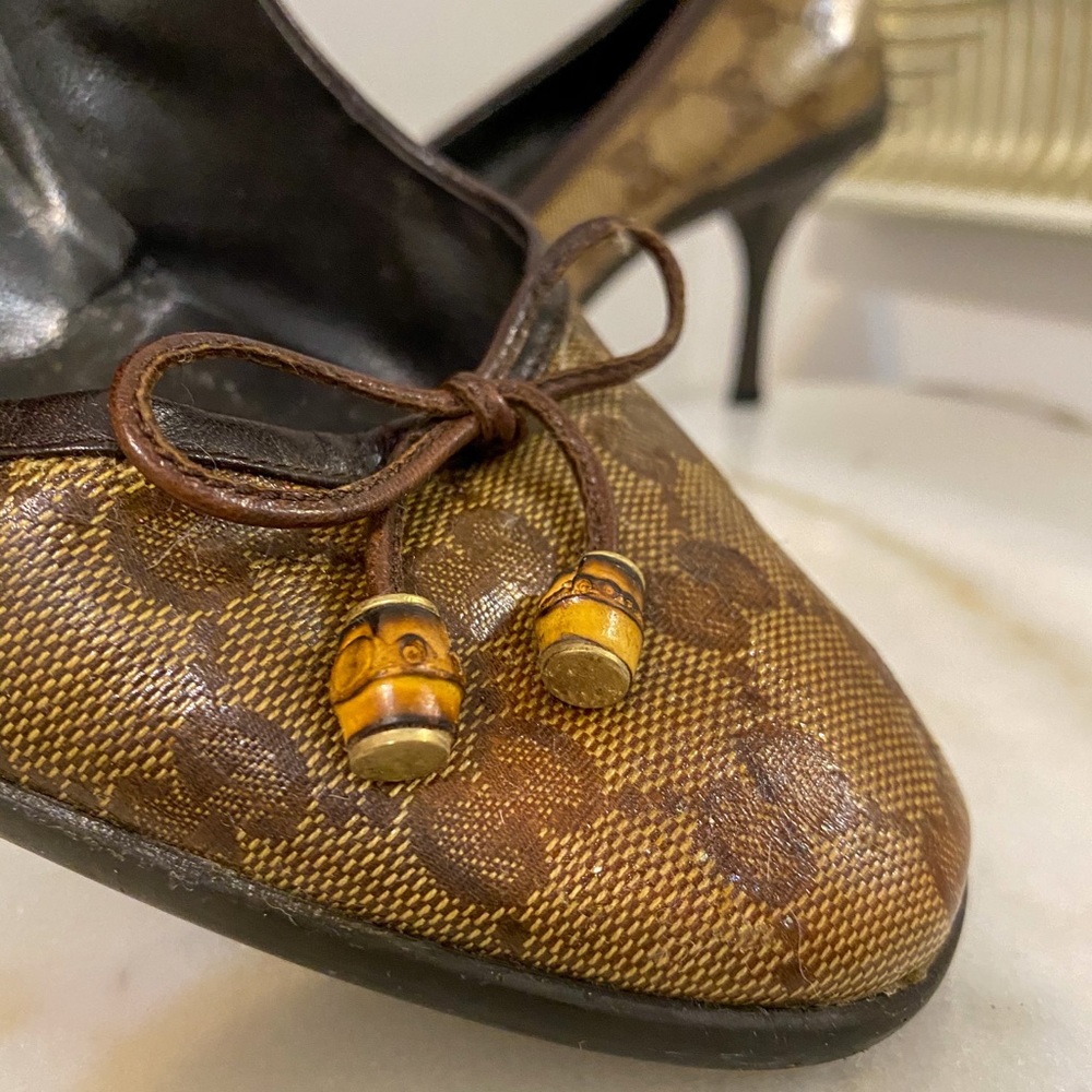 Gucci Crystal Beige Guccissima coated canvas Heel